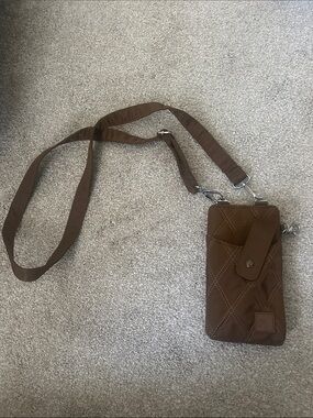 Brown Quilted Crossbody Phone Pouch - Women